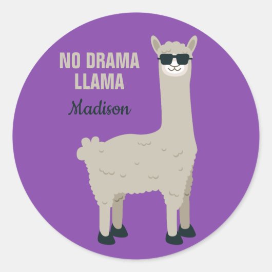 Cool Llama aangepaste naam & kleur stickers (Voorkant)