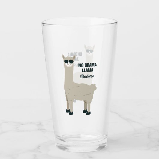 Cool Llama, aangepaste naam pint glass Glas (Voorkant)