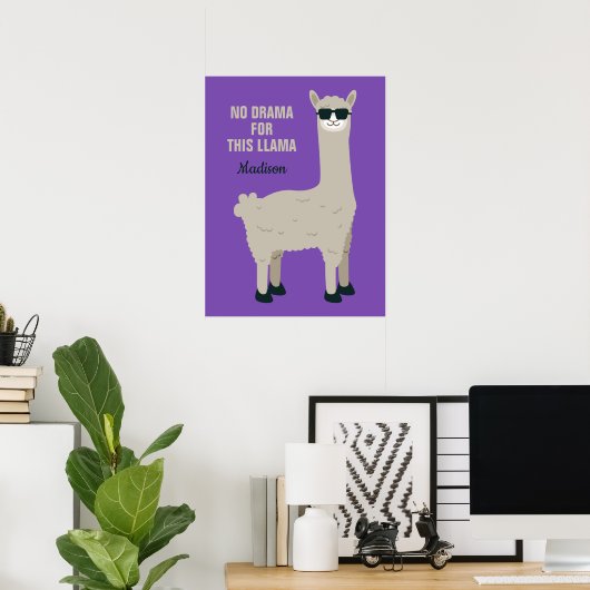 Cool Llama aangepaste naam, tekst en kleur posters (Thuiskantoor)