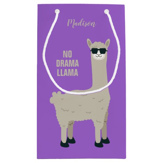 Cool Llama aangepaste naam, tekst- en kleurencadea Klein Cadeauzakje (Achterkant)