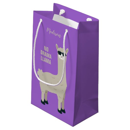 Cool Llama aangepaste naam, tekst- en kleurencadea Klein Cadeauzakje (Achterkant Gekanteld)