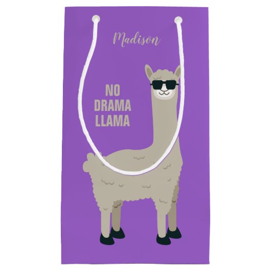 Cool Llama aangepaste naam, tekst- en kleurencadea Klein Cadeauzakje (Voorkant)