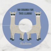 Cool Llama aangepaste naam, tekst & kleur wijn lab Wijnglaslabel (Achterkant)