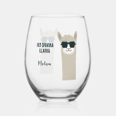 Cool Llama aangepaste naam & tekst Wijnglas Zonder Voet (Voorkant)