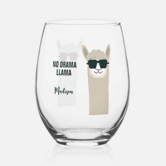 Cool Llama aangepaste naam & tekst Wijnglas Zonder Voet (Voorkant)