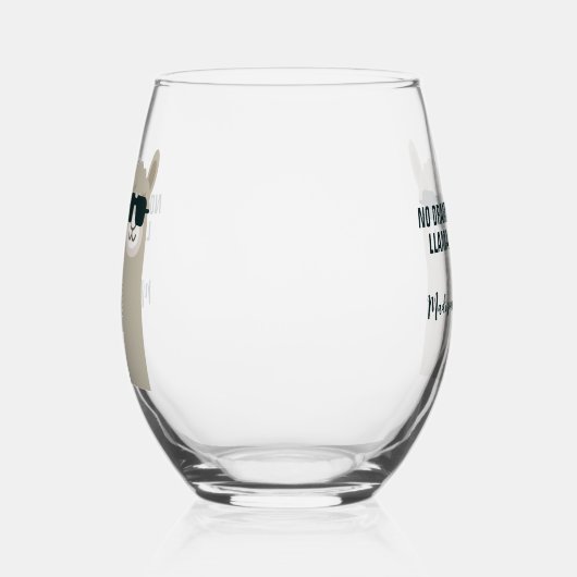 Cool Llama aangepaste naam & tekst Wijnglas Zonder Voet (Rechts)