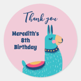 Cool Llama Cartoon Kinderen van Birthday Party Fav Ronde Sticker