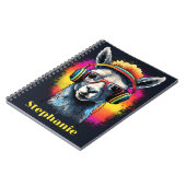 Cool Llama DJ met Hoofdtelefoon Naam Notitieboek (Linkerzijde)