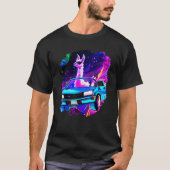Cool Llama Driving Sports Car In Space Alpaca  Lla T-shirt (Voorkant)