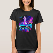 Cool Llama Driving Sports Car In Space Alpaca  Lla T-shirt (Voorkant)