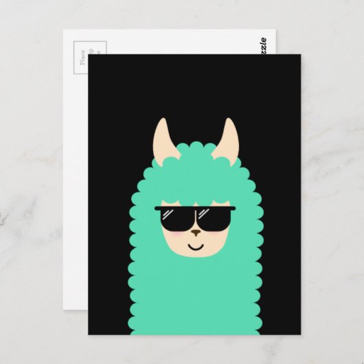 Cool Llama Emoji Briefkaart (Voorkant / Achterkant)