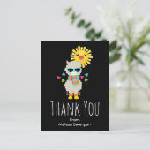 Cool Llama en het glimlachen Kawaii Sun Dank u Briefkaart (Staand voorkant)