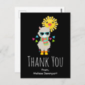 Cool Llama en het glimlachen Kawaii Sun Dank u Briefkaart (Voorkant / Achterkant)