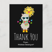 Cool Llama en het glimlachen Kawaii Sun Dank u Briefkaart (Voorkant)