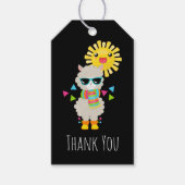 Cool Llama en het glimlachen Kawaii Sun Dank u Cadeaulabel (Voorkant)