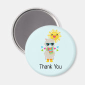 Cool Llama en het glimlachen Kawaii Sun Dank u Magneet (Voorkant / Achterkant)