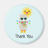 Cool Llama en het glimlachen Kawaii Sun Dank u Magneet (Voorkant)