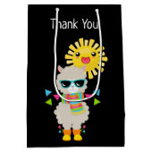 Cool Llama en het glimlachen Kawaii Sun Dank u Medium Cadeauzakje (Achterkant)