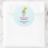 Cool Llama en Lachende Kawaii Sun Business Ronde Sticker (Tas)