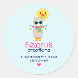 Cool Llama en Lachende Kawaii Sun Business Ronde Sticker