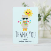 Cool Llama en Smiling Kawaii Sun Bedankkaart (Staand voorkant)