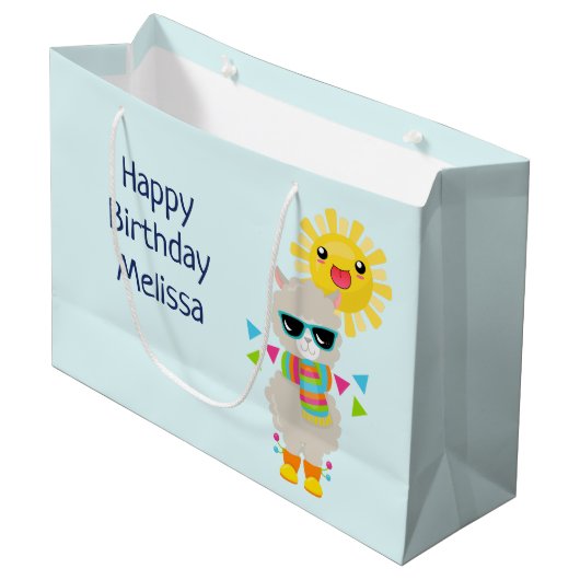 Cool Llama en Smiling Kawaii Sun Birthday Groot Cadeauzakje (Voorkant Gekanteld)