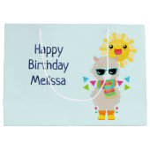 Cool Llama en Smiling Kawaii Sun Birthday Groot Cadeauzakje (Achterkant)