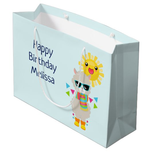 Cool Llama en Smiling Kawaii Sun Birthday Groot Cadeauzakje (Achterkant Gekanteld)