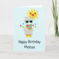 Cool Llama en Smiling Kawaii Sun Birthday