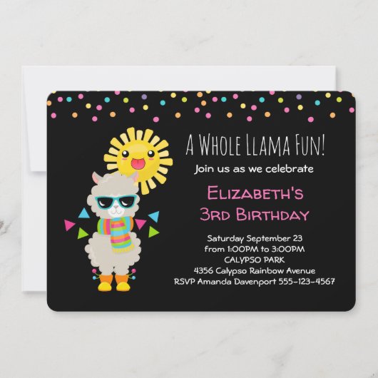 Cool Llama en Smiling Kawaii Sun Birthday Kaart (Voorkant)