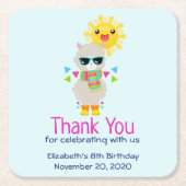 Cool Llama en Smiling Kawaii Sun Birthday Kartonnen Onderzetters (Voorkant)
