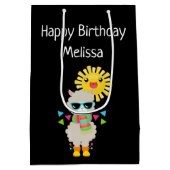 Cool Llama en Smiling Kawaii Sun Birthday Medium Cadeauzakje (Achterkant)