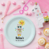Cool Llama en Smiling Kawaii Sun Birthday Papieren Bordje (Feest)