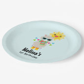 Cool Llama en Smiling Kawaii Sun Birthday Papieren Bordje (Gekanteld)