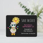 Cool Llama en Smiling Kawaii Sun Birthday Save The Date (Staand voorkant)