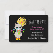 Cool Llama en Smiling Kawaii Sun Birthday Save The Date (Voorkant)
