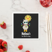 Cool Llama en Smiling Kawaii Sun Birthday Servet (Insitu)