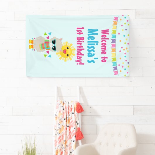 Cool Llama en Smiling Kawaii Sun Birthday Spandoek (Insitu)