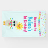 Cool Llama en Smiling Kawaii Sun Birthday Spandoek (Horizontaal)