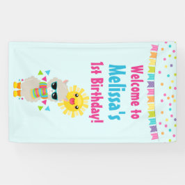 Cool Llama en Smiling Kawaii Sun Birthday Spandoek