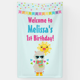 Cool Llama en Smiling Kawaii Sun Birthday Spandoek
