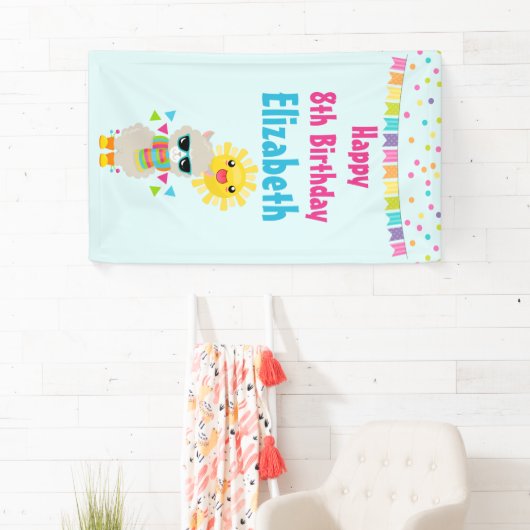 Cool Llama en Smiling Kawaii Sun Birthday Spandoek (Insitu)