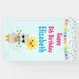 Cool Llama en Smiling Kawaii Sun Birthday Spandoek