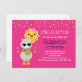 Cool Llama en Smiling Kawaii Sun Birthday Uitnodiging Briefkaart (Voorkant / Achterkant)