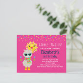 Cool Llama en Smiling Kawaii Sun Birthday Uitnodiging Briefkaart (Staand voorkant)