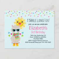 Cool Llama en Smiling Kawaii Sun Birthday