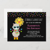 Cool Llama en Smiling Kawaii Sun Birthday Uitnodiging Briefkaart (Voorkant / Achterkant)