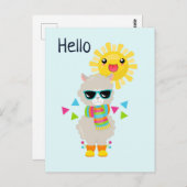 Cool Llama en Smiling Kawaii Sun Briefkaart (Voorkant / Achterkant)