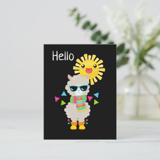 Cool Llama en Smiling Kawaii Sun Briefkaart (Staand voorkant)