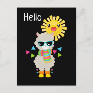 Cool Llama en Smiling Kawaii Sun Briefkaart